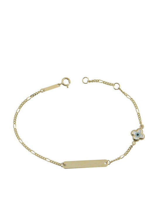Identity Bracelet Gold 14 Carat with cross-eye
