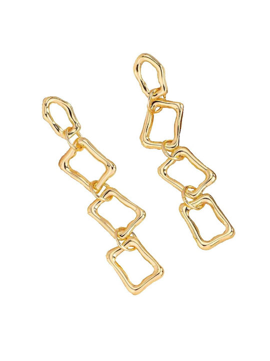 Earrings Gold Steel Pendant Earrings Square Hoop 2x7,5cm (tatu Moyo)