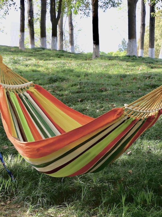 Outdoor Double Thickened Canvas Hammock Indoor Swing With Detachable Curved Rod, Size:200x100cm(candy Color) Outdoor Double Thickened Canvas Hammock Indoor Swing With Detachable Curved Rod, Size:200x100cm(candy Color)