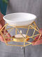 Metal Tealight Holder for Burning Essential Oils and Wax Melts with Ceramic Bowl Gold - White