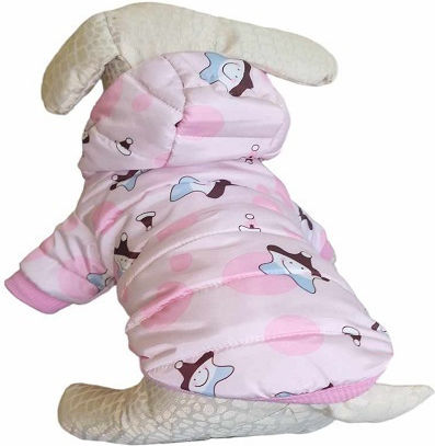 Pet Clothes Hundemantel Wasserdicht Kapuzen Rosa Mittel mit Rückenlänge 30 cm.