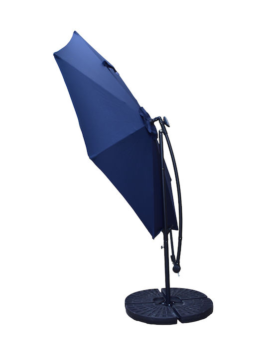 Επαγγελματική Ομπρέλα Αλουμινίου Πλαϊνού Ιστού Με Διάμετρο 300cm Και Led Φωτισμό Σε Μπλε
