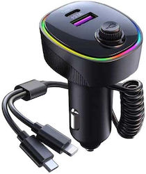 Car Charger With Usb Rgb 66w K11 - 2in1 Car Usb Charger