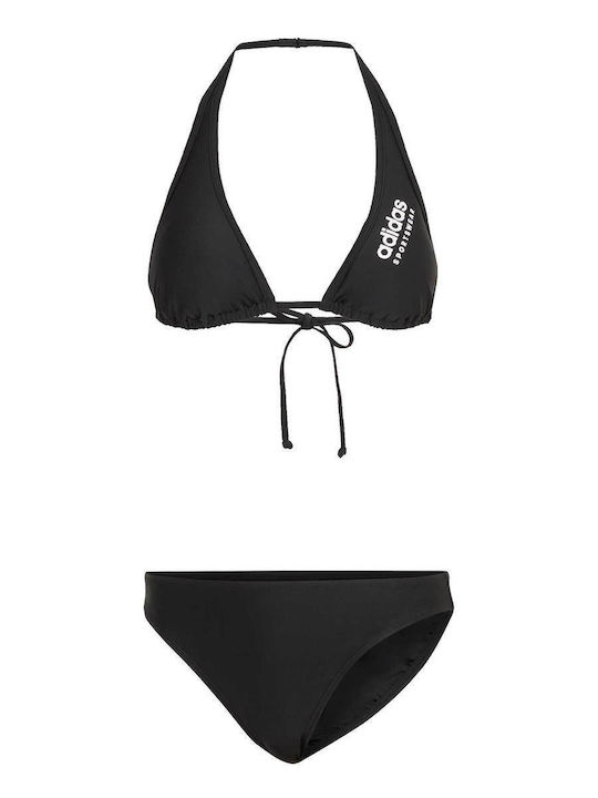 Adidas Sport Bikini Set Triangle Top & Slip Bottom with Adjustable Straps Black