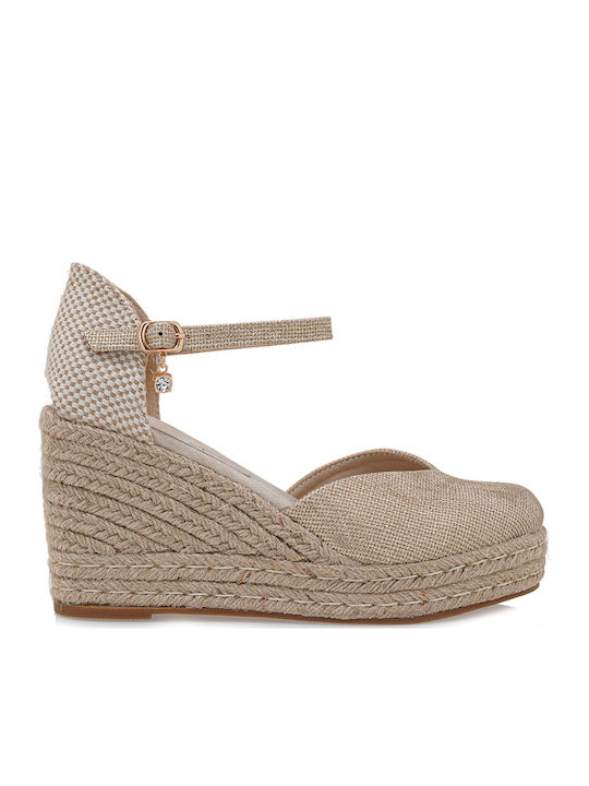 Damenplattformen im Espadrilles-Stil Beige