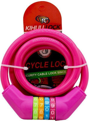 Kihuu Λουκέτο Ασφαλείας Κλειδαριά Ποδηλάτου Κουλούρα με Συνδυασμό Φούξια