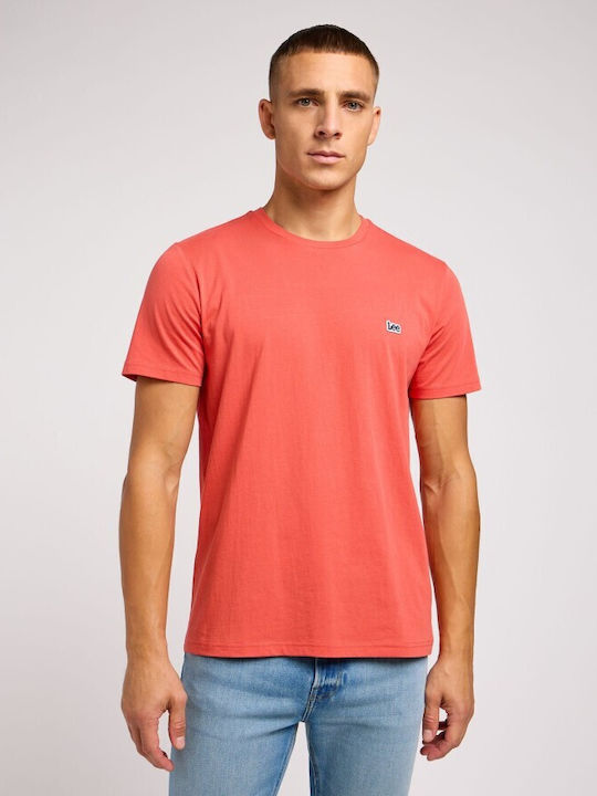 Lee Patch T-shirt Bărbătesc cu Mânecă Scurtă RED