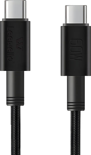 Leewello USB 2.0 Cable USB-C male - USB-C 60W Black 1m (783222-ΜΑΥΡΟ)