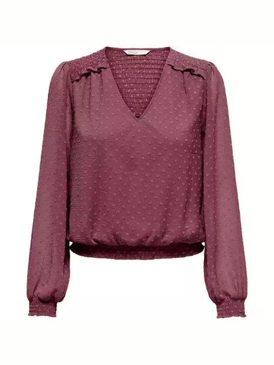 Only Women's Blouse Long Sleeve Red
