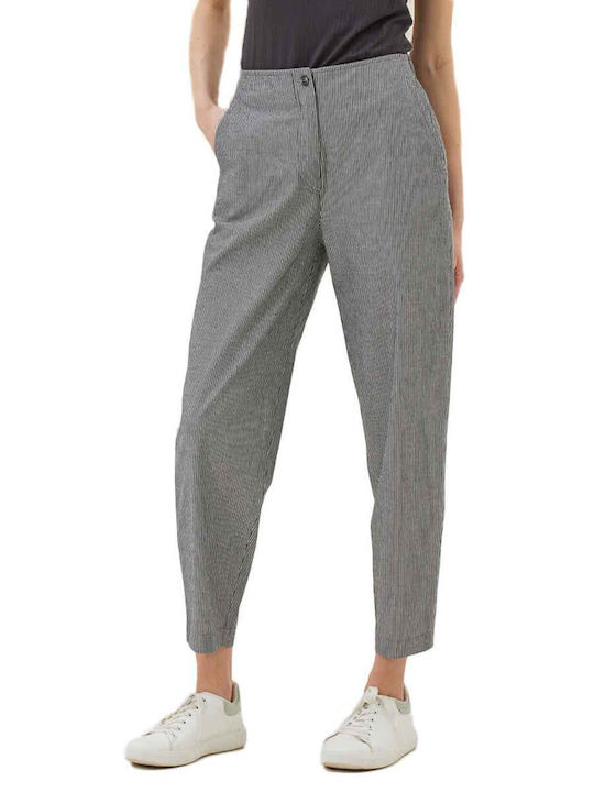 Namaste Women's Fabric Trousers with Elastic Striped Black