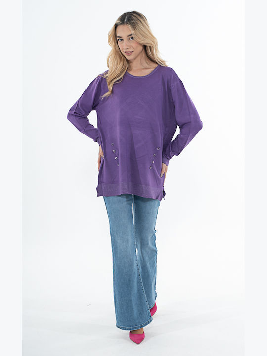 Korinas Fashion Women's Blouse Cotton Long Sleeve Purple