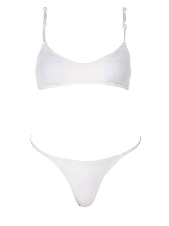 Comfort Bikini Set Triangle Top & Slip Bottom White