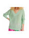 Forel Women's Sweater with 3/4 Sleeve & V Neckline Green