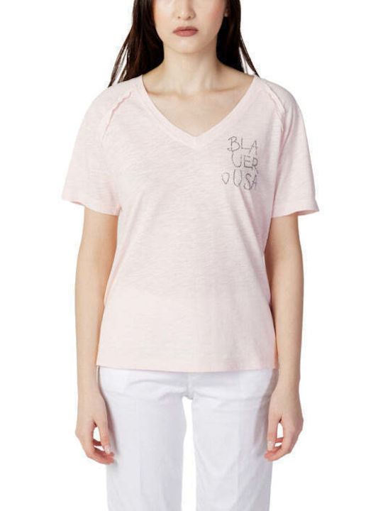 Blauer Γυναικείο T-shirt Ροζ