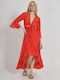 Ble Resort Collection Φόρεμα με Βολάν Κόκκινο