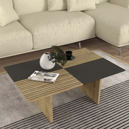 Ορθογώνιο Κεντρικό Τραπεζάκι Venita Ξύλινο Sapphire Oak - Ανθρακί Μ90xΠ60xΥ33.8εκ.