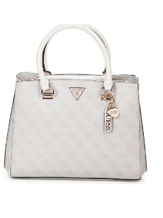 Guess Noelle Satchel Γυναικεία Τσάντα Χειρός Μπεζ