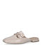 Flach Mules aus Lackleder in Beige Farbe