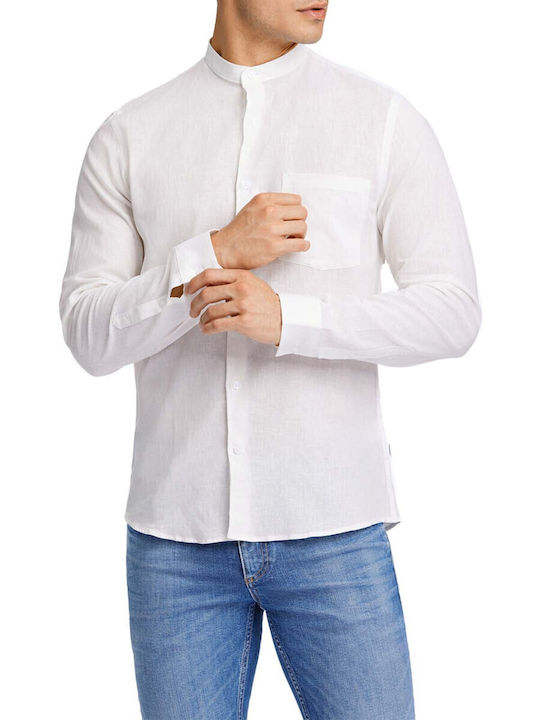 Long-sleeved Linen Shirt White