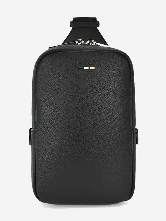 Artificial Leather Shoulder / Crossbody Bag with Zipper Black