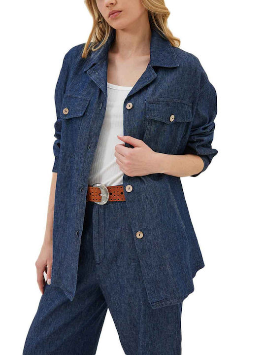 Women's Denim Long Sleeve Shirt Blue