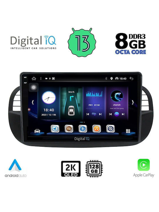 Digital IQ Ηχοσύστημα Αυτοκινήτου για Fiat 500 2007-2015 (Bluetooth/USB/AUX/WiFi/GPS/Apple-Carplay/Android-Auto) με Οθόνη Αφής 9"