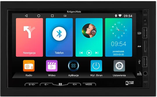 Kruger & Matz Автомобилна Аудио Система (Блутут/USB/WiFi/GPS/Apple-Carplay/Android-Auto) с Тъчскрийн 7"