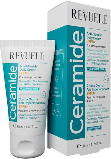 Revuele Ceramide Κρέμα Προσώπου Ημέρας με SPF50 κατά των Ατελειών & της Ακμής με Νιασιναμίδη & Ceramides 50ml