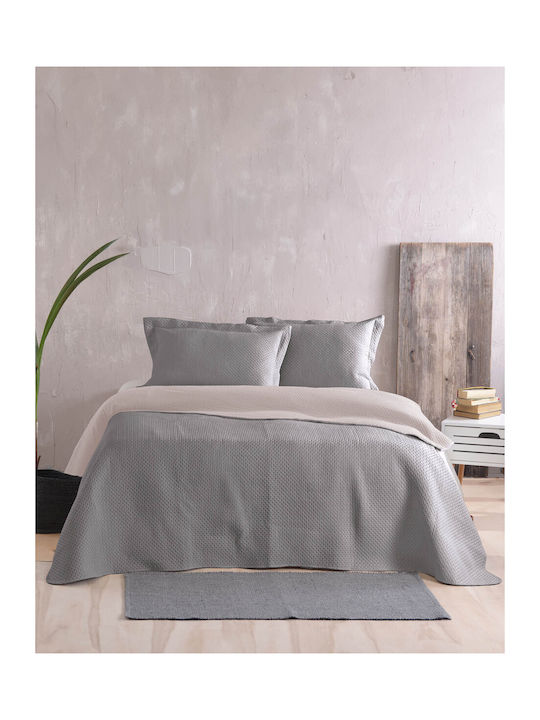 Rythmos Allure Σετ Κουβερλί Υπέρδιπλο Microfiber Γκρι-μπεζ 220x240cm