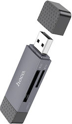 Hoco Cititor Carduri 2în1 Usb A + Type C 3.0 Metal Gri Hoco Cititor Carduri 2în1 Usb A + Type C 3.0 Metal Gri