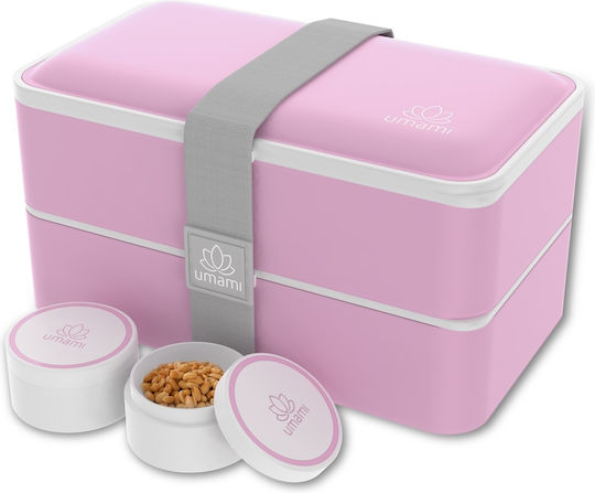 Bamboo Lunch Box Pink with Compartments