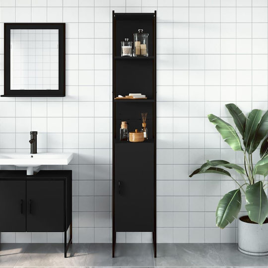 vidaXL Στήλη Μπάνιου Δαπέδου Μ33xΒ33xΥ185.5cm Μαύρη