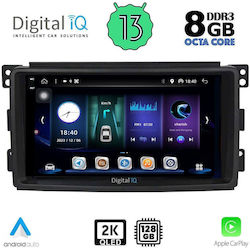 Digital IQ Car-Audiosystem für Smart FürZwei 2007-2010 (Bluetooth/USB/AUX/WiFi/GPS/Apple-Carplay/Android-Auto) mit Touchscreen 9"