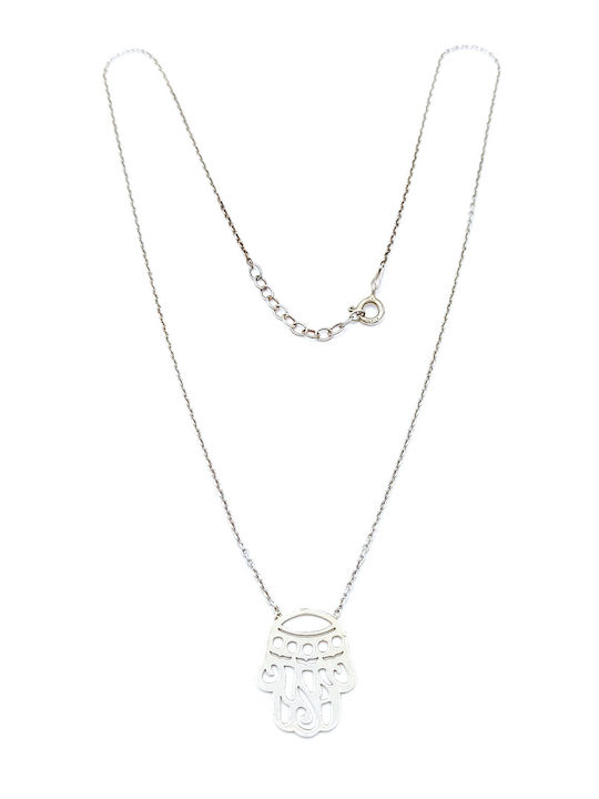 Silber 925 Sterling Silber Halskette versilbert mit Fatimas Hand Design (hamsa)