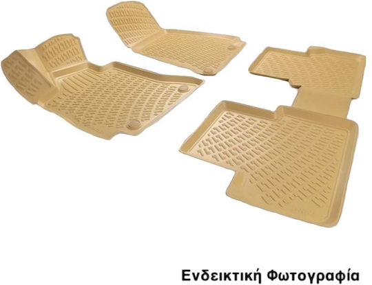 Carro Set of Front and Rear Mats 4pcs Tray Type for BMW Series 5 / E39 / E60 / F10 Beige