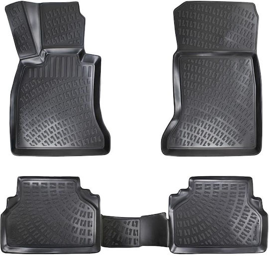 Carro Set of Front and Rear Mats 4pcs Tray Type for BMW Series 5 / E39 / E60 / F10 Black