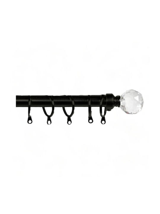 To megalo pazari Ausziehbar Metallisch Vorhangstange Einfach Φ28mm 160-300cm Black