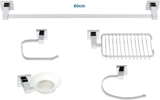 Import Hellas Σετ Αξεσουάρ Μπάνιου Inox Ασημί 5τμχ Import Hellas Σετ Αξεσουάρ Μπάνιου Inox Ασημί 5τμχ