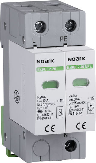 Noark Ανταλλακτικό Φυσίγγιο Αντικεραυνικού Τύπου T2 Διπολικό Μέγιστου Ρεύματος Εκφόρτισης 20kA