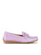 Leather Women's Loafers in Purple Color