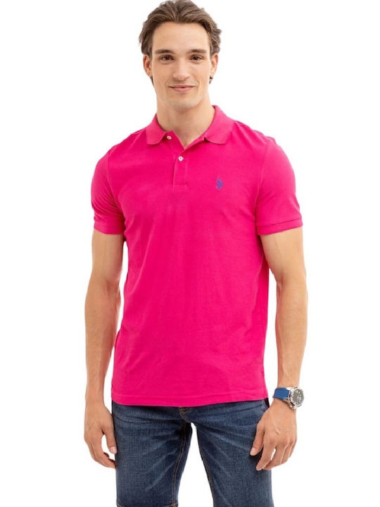 U.S. Polo Assn. T-shirt Bărbătesc cu Mânecă Scurtă Fuchsia