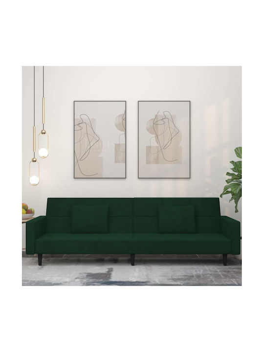Doppelsitzer Sofa Bett Samt Dunkelgrün mit Deko...
