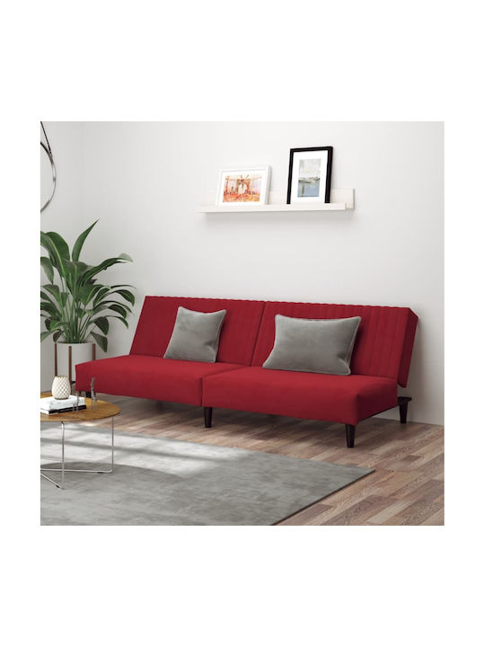 Dreisitzer Sofa Bett Samt Burgundisch 200x100x69cm
