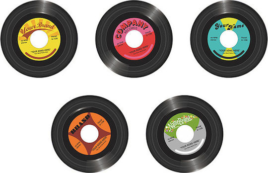 Autocolante Decorative Vinil Pick-up Discuri Cu Muzică Retro, Set De 5 Bucăți, Diametru 30 Cm, Autocolant Adeziv, Oferte Originale