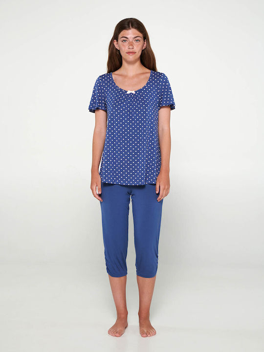 Vamp Sommer Damen Pyjama-Set Blue