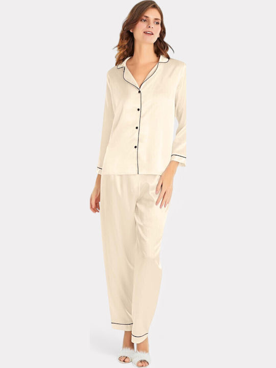 Moongirl Set Pijamale pentru Femei Beige