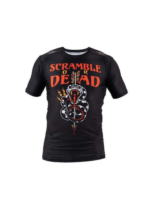 Scramble Bărbați Cu mânecă scurtă Tricou SCR1063 pentru Jiu-Jitsu Neagră