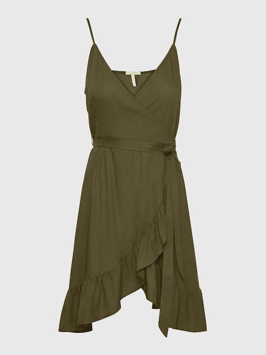 Funky Buddha Mini Dress Wrap with Ruffle Olive Branch