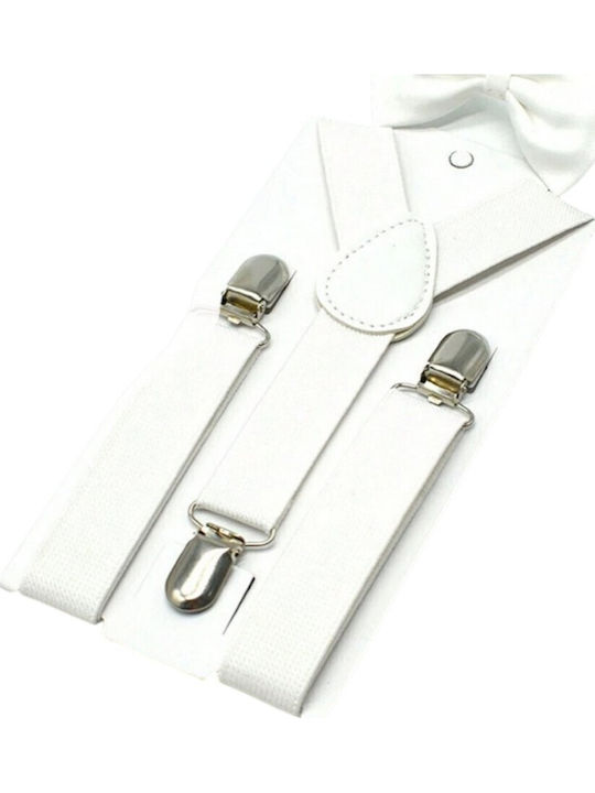TakTakBaby Kids' Set Bow Tie with Suspenders White