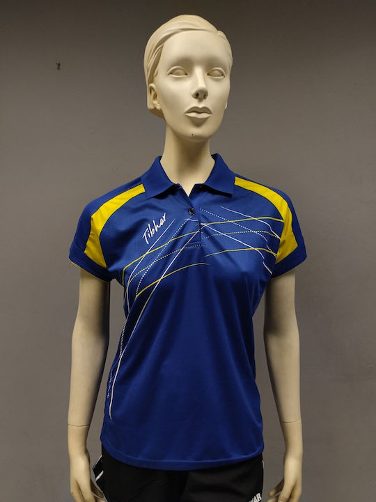 Tibhar Women's Athletic Blouse Short Sleeve Blue